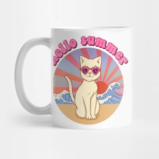 Hello summer - cat beach sunglasses Mug